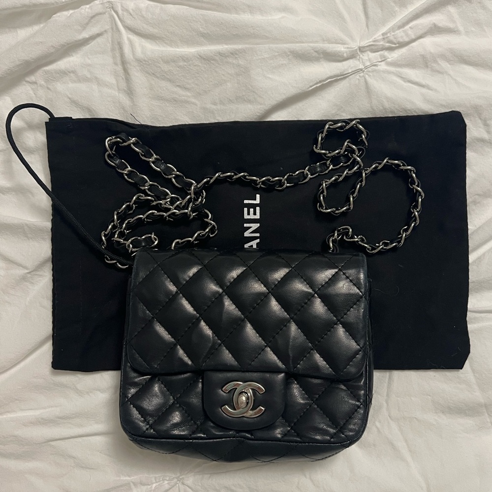 Chanel Black Quilted Mini Square Classic Flap Crossbody Purse